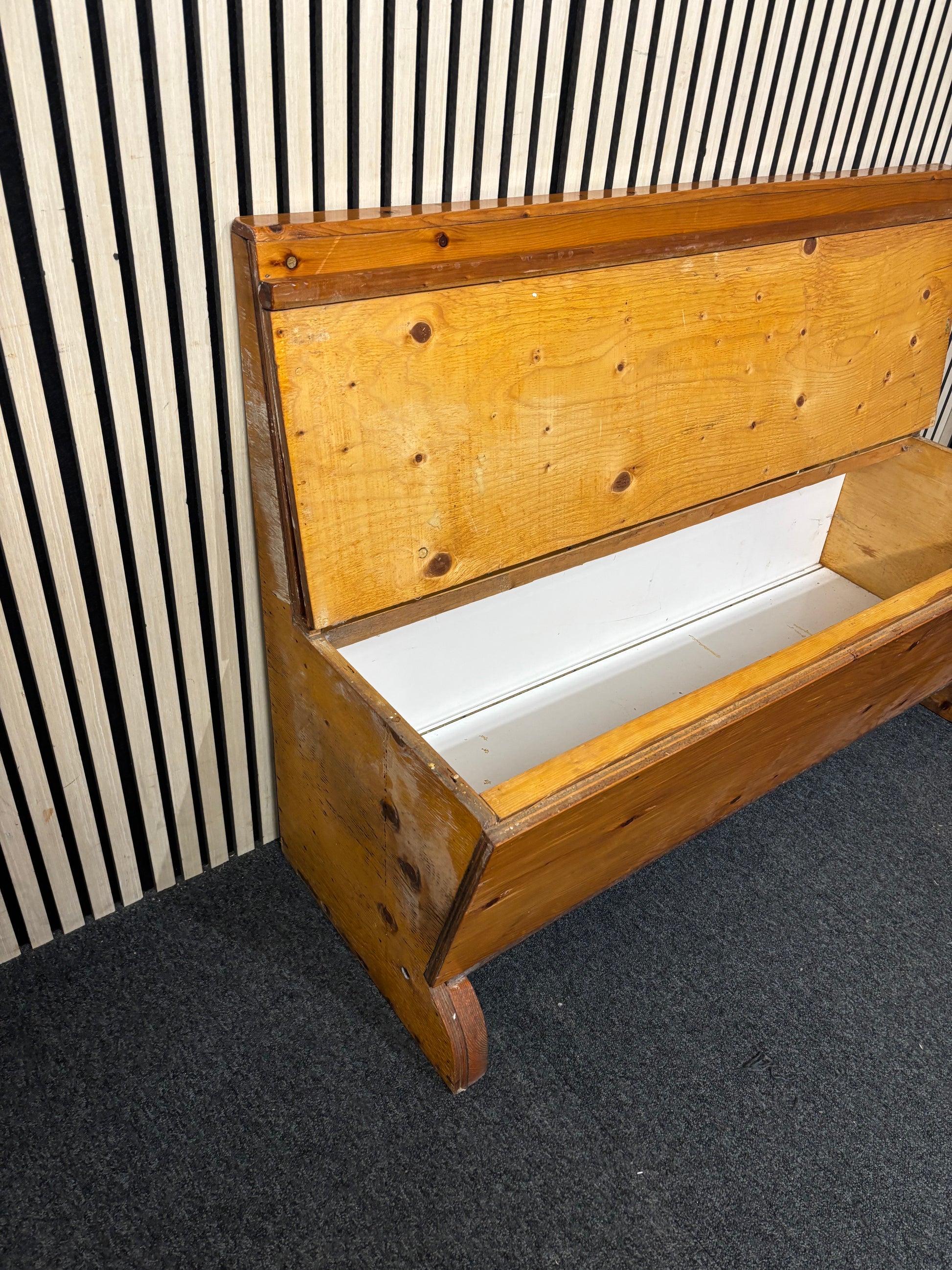 Natural pine wooden kitchen bench with lift up storage - handmade width 123 cm  44134