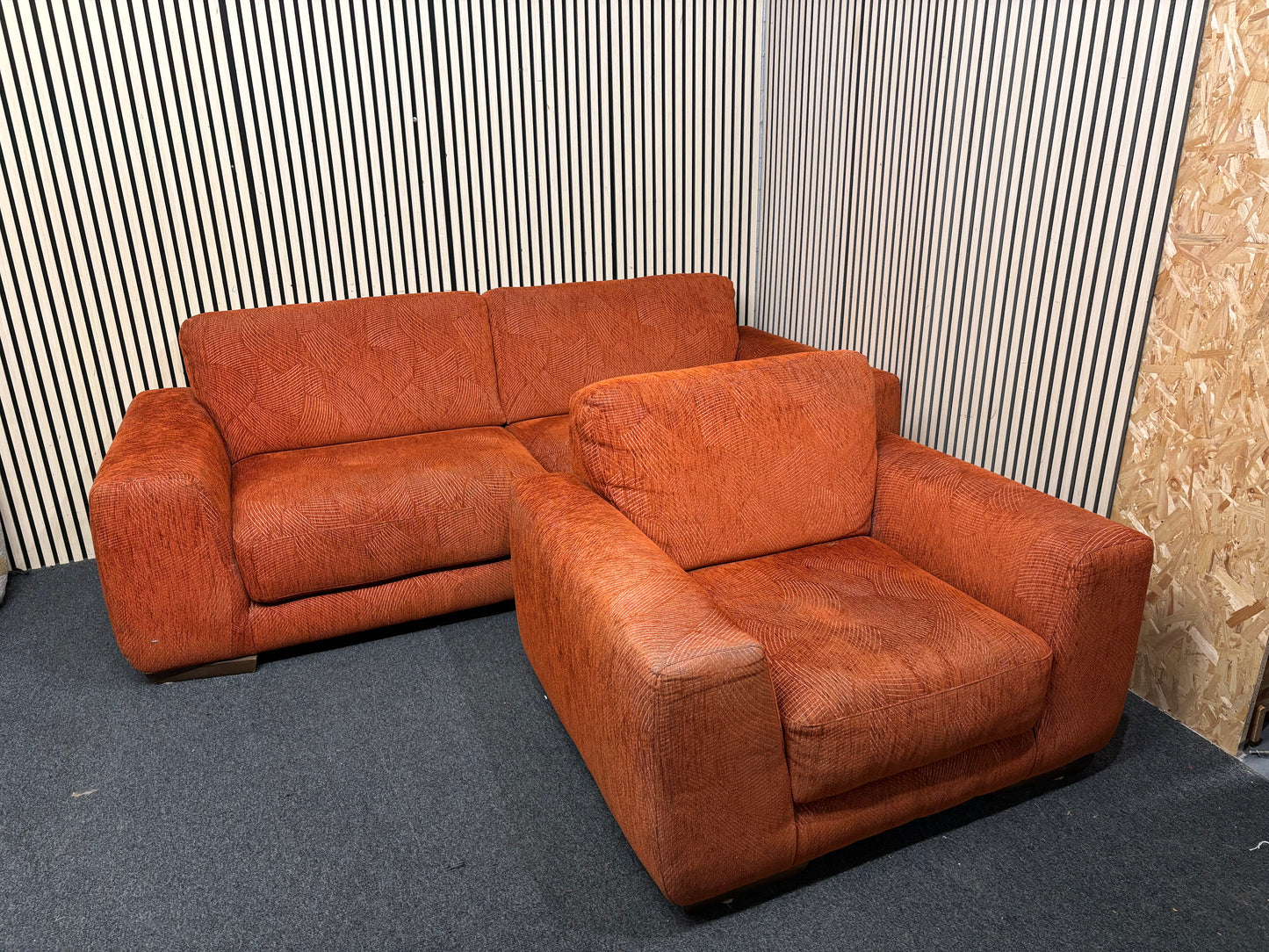 Burnt orange 3+1 fabric sofa suite  44225