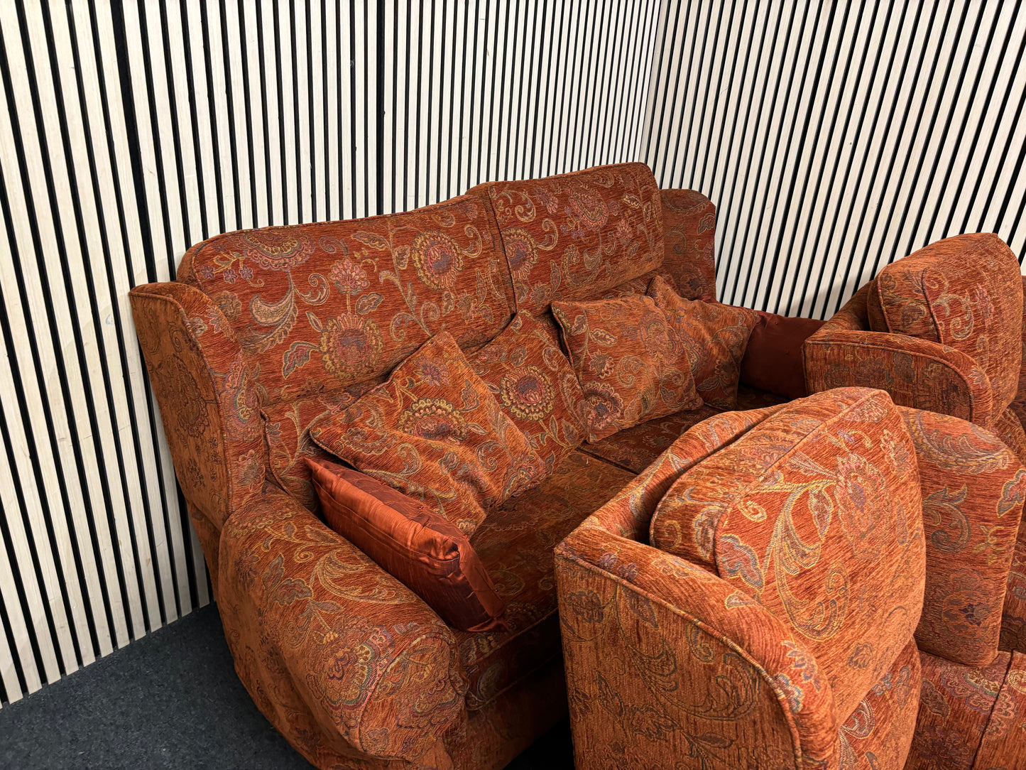 3+1+1 Male and female wine mix fabric high back sofa suite  44229