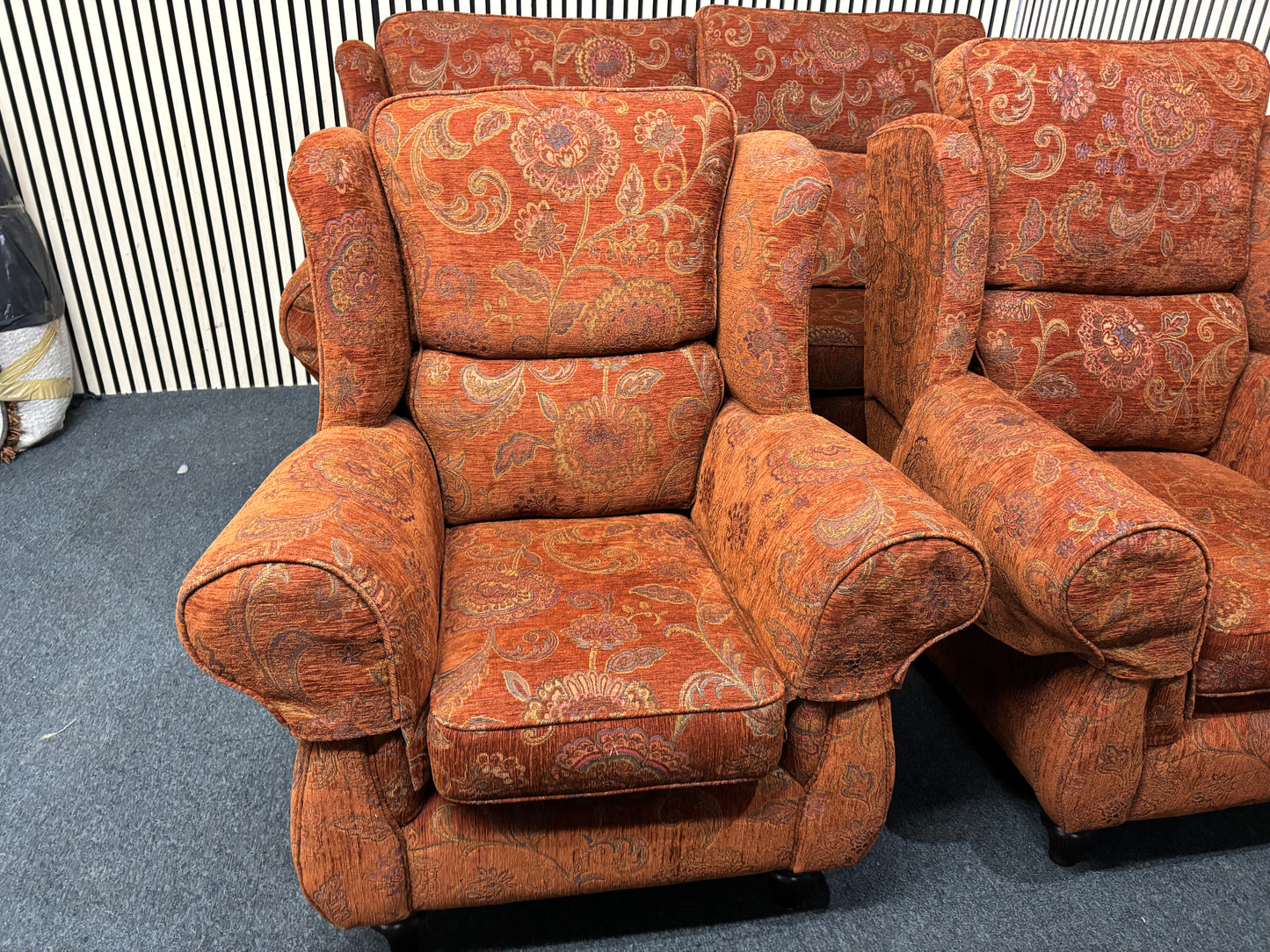 3+1+1 Male and female wine mix fabric high back sofa suite  44229