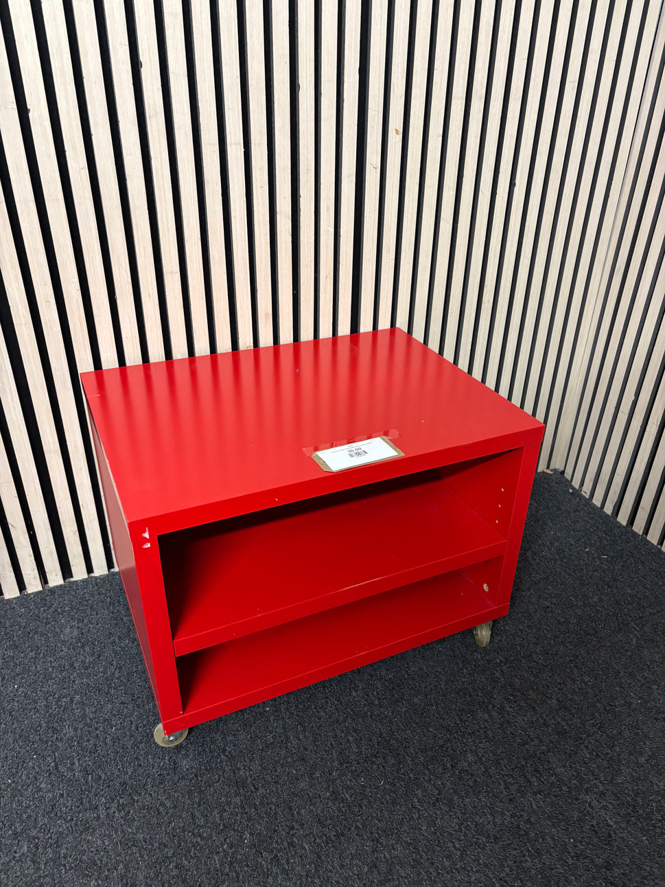 low ikea red gloss lamp table unit on castors  44215