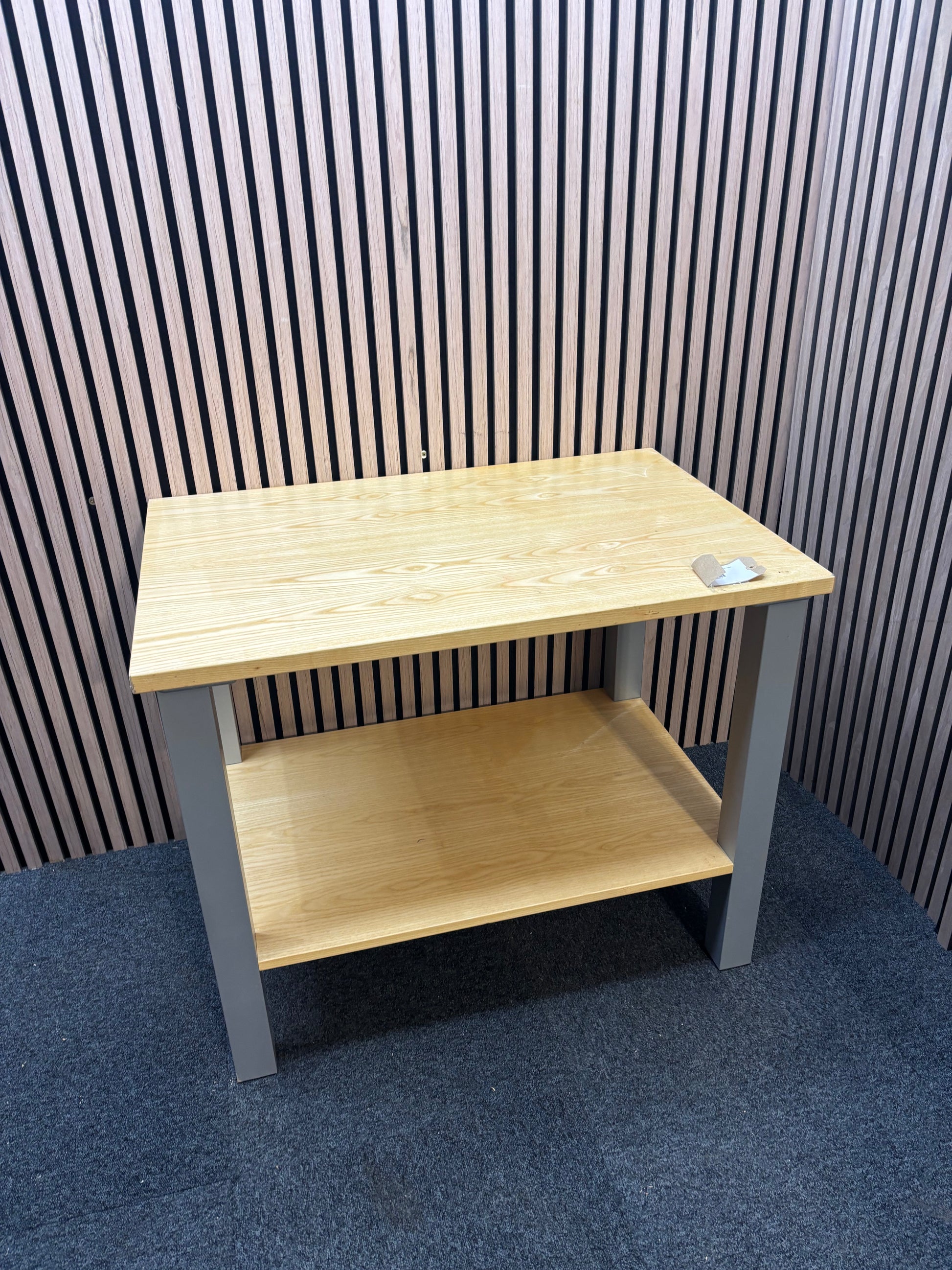 Beech laminate study desk with storage shelf  J3923