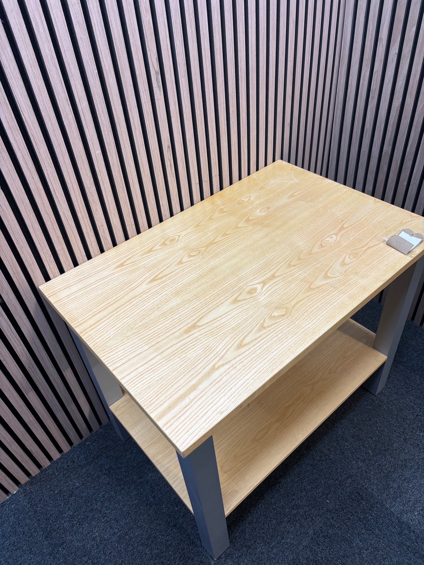 Beech laminate study desk with storage shelf  J3923