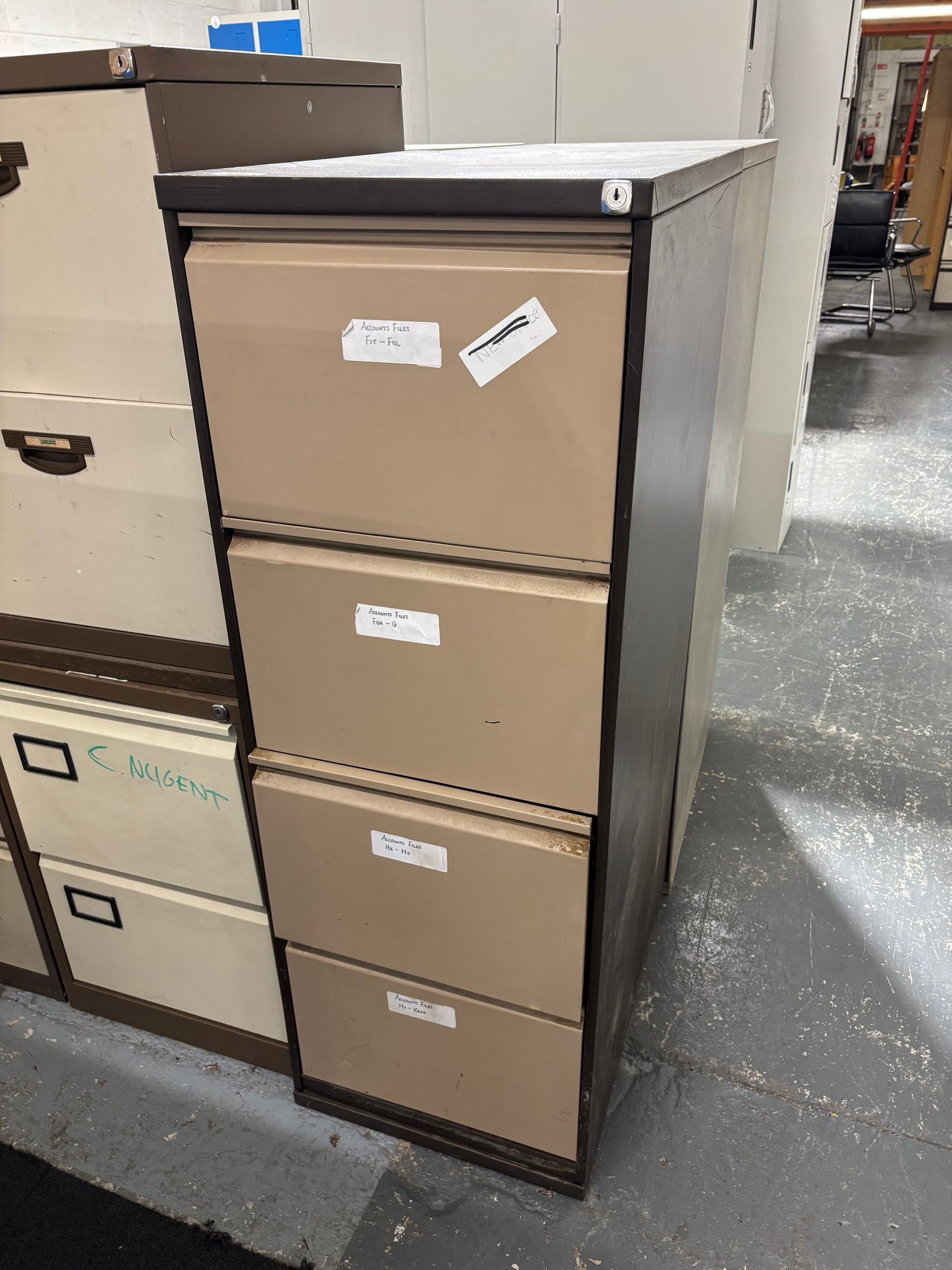 Tall 4 drawer metal filing cabinet  J3953