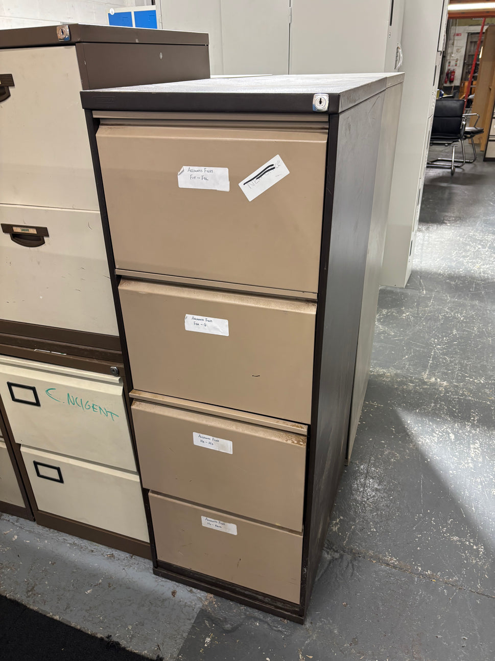 Tall 4 drawer metal filing cabinet  J3953
