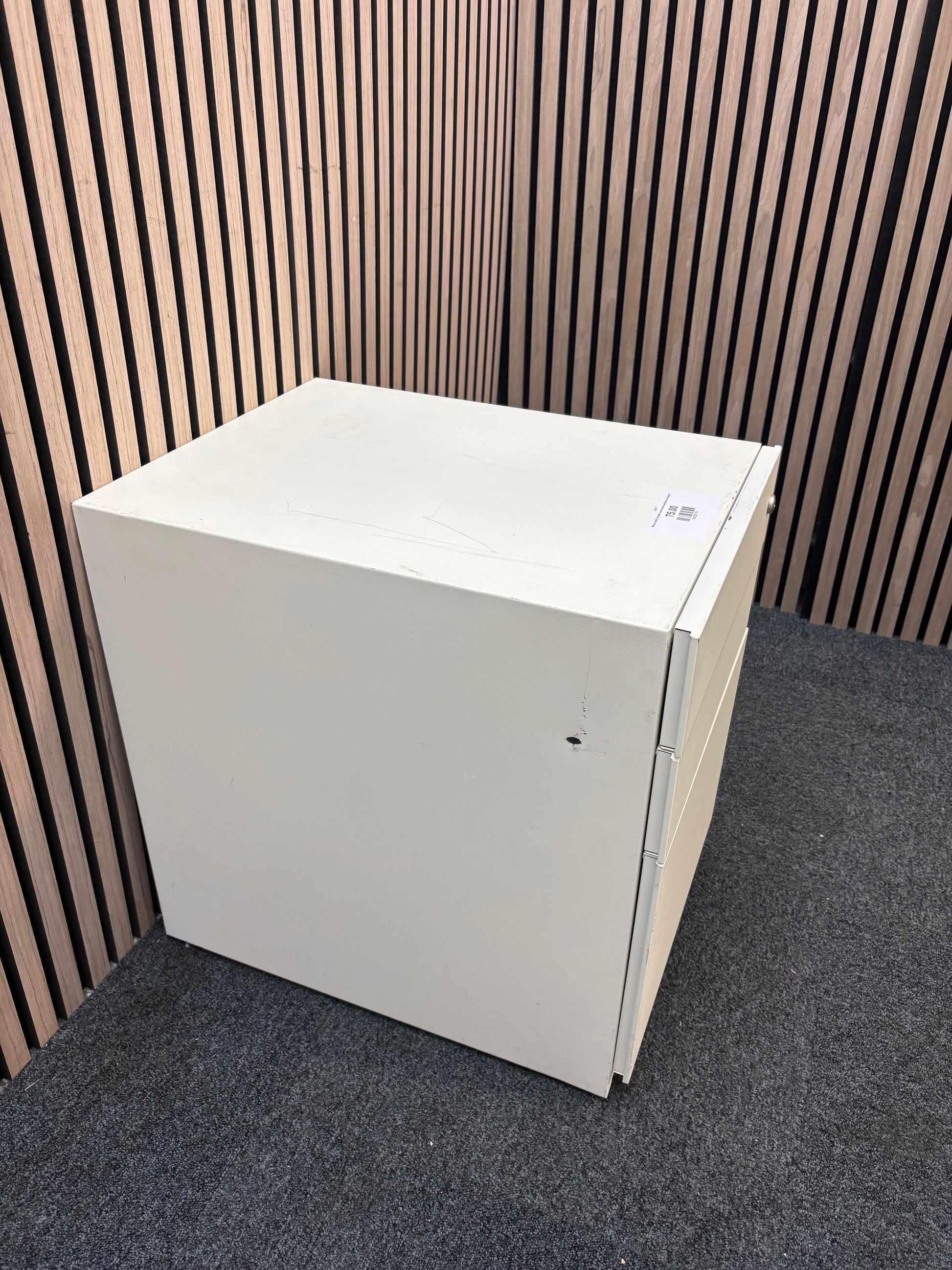 White metal 2 drawer under desk pedestal on castors