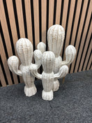 Set of 3 white painted wooden cactus ornaments   44454