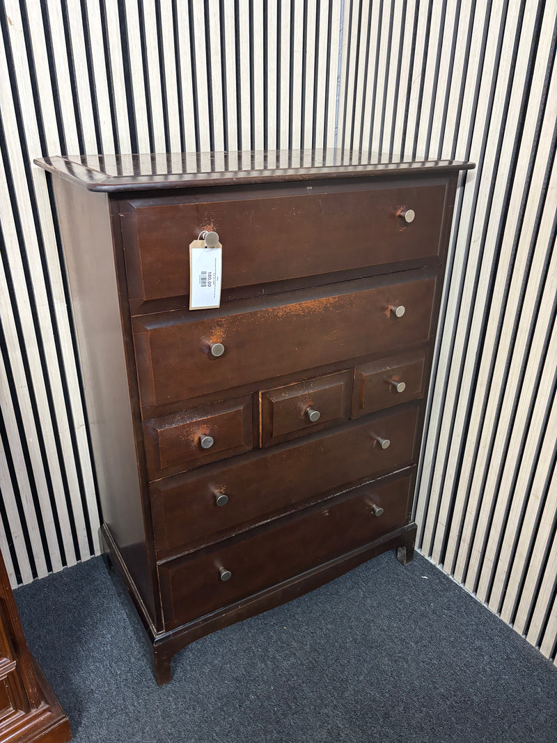 Tall mahogany tall stag chest of drawers (H 112 x W 82 x D 47 cm)  44628