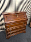 Dark mahogany 3 drawer writing bureau (H 90 x W 87 x D 40 cm)  44627