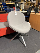 Shout light grey fabric modern swivel reception chair with polished chrome base