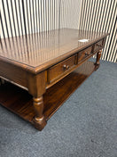 Solid mahogany 3 drawer rectangular coffee table (H 52 x W 130 x D 65 cm)  44754