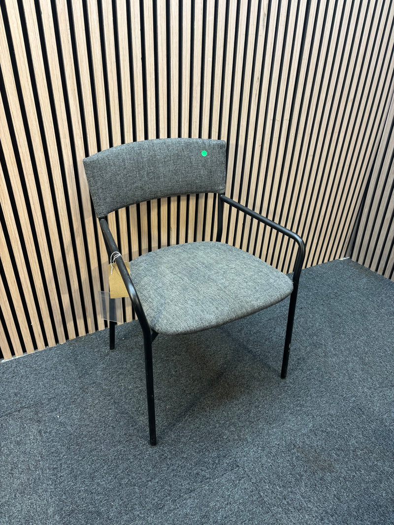 Charcoal fabric meeting chair with solid black metal frame