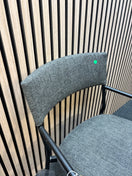 Charcoal fabric meeting chair with solid black metal frame