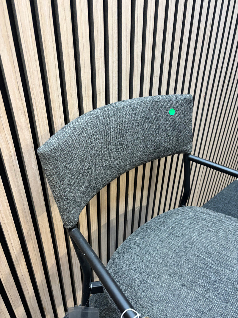 Charcoal fabric meeting chair with solid black metal frame