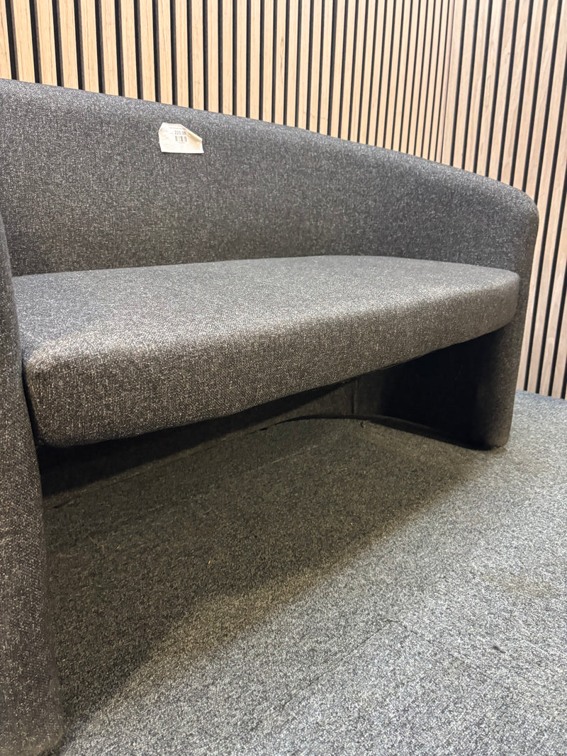 2 seater dark grey fabric tub sofa J3853