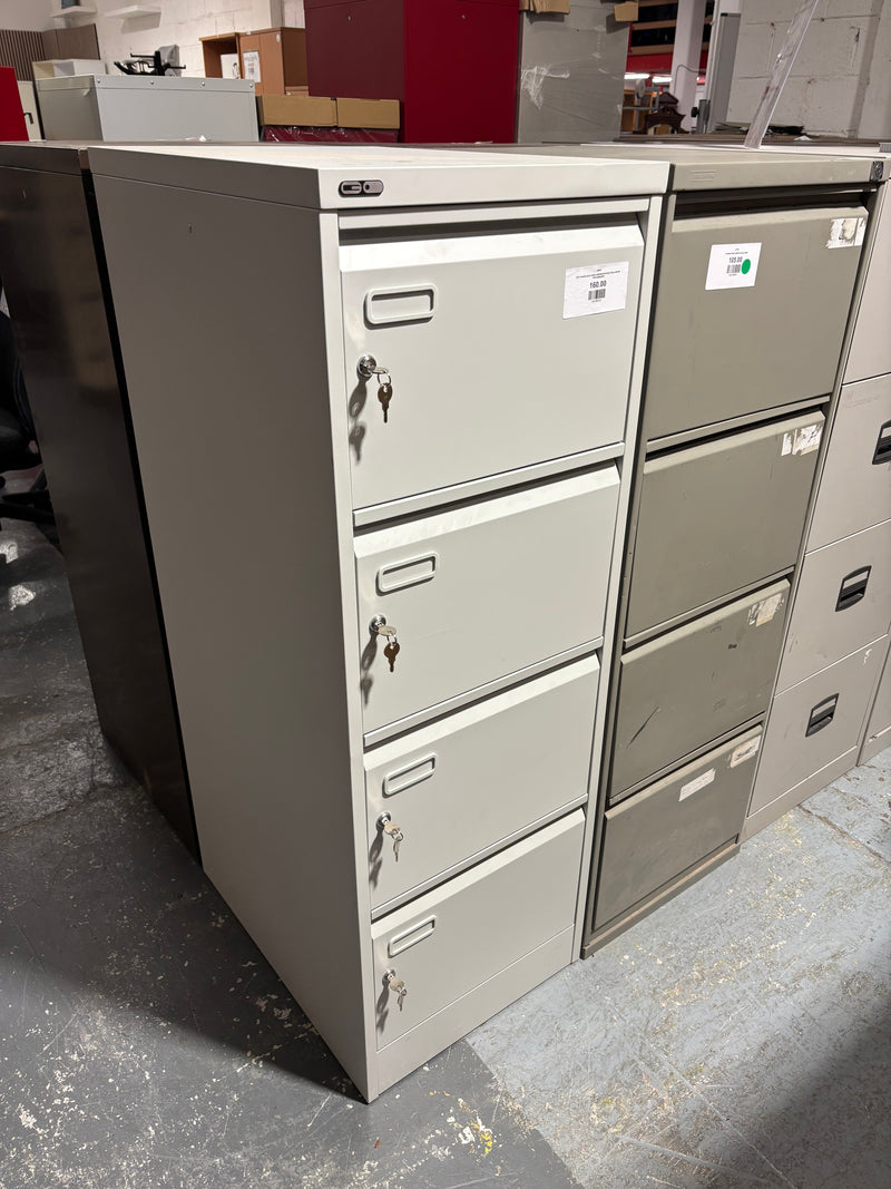 Tall 4 drawer grey metal individual locking filing cabinet 132Hx46Wx62D