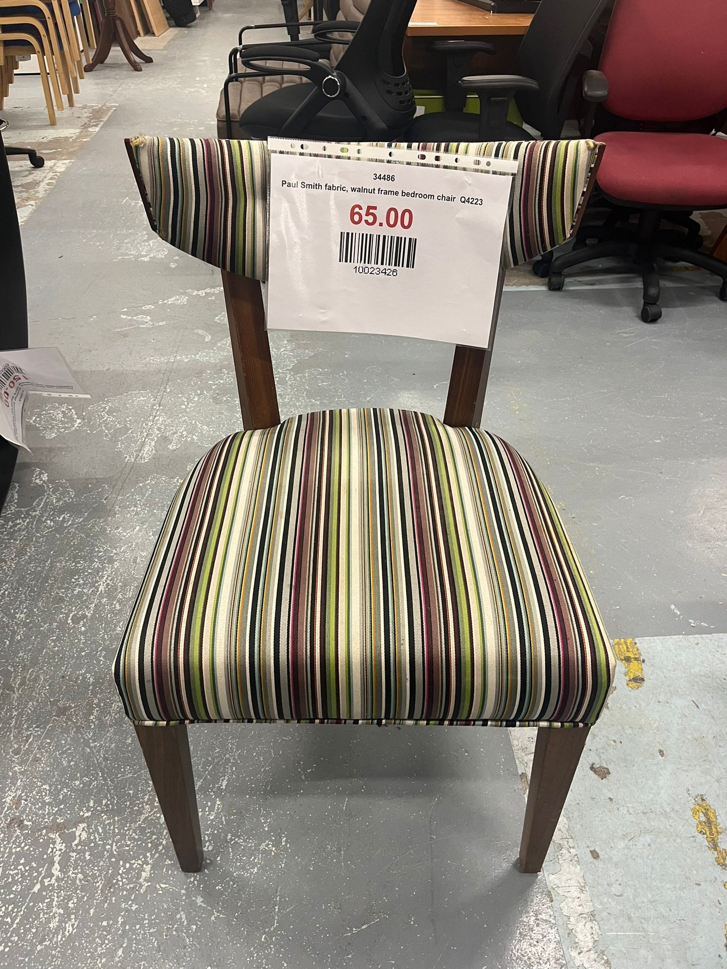 Paul Smith fabric, walnut frame bedroom chair  Q4223