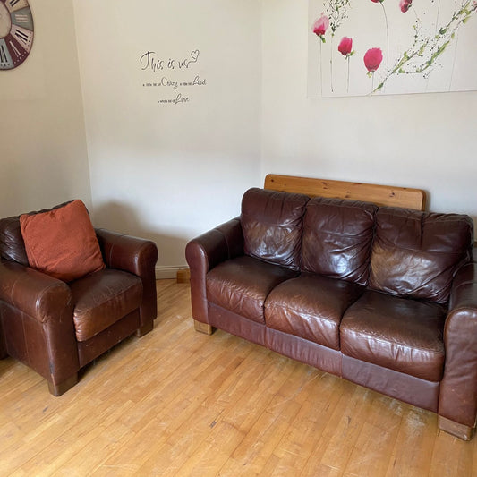 3+1 Italsofa brown leather suite