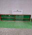 Switch Large teak framed wall mounted glass display unit  (H 92 x W 234 x D 24 cm) 3 image