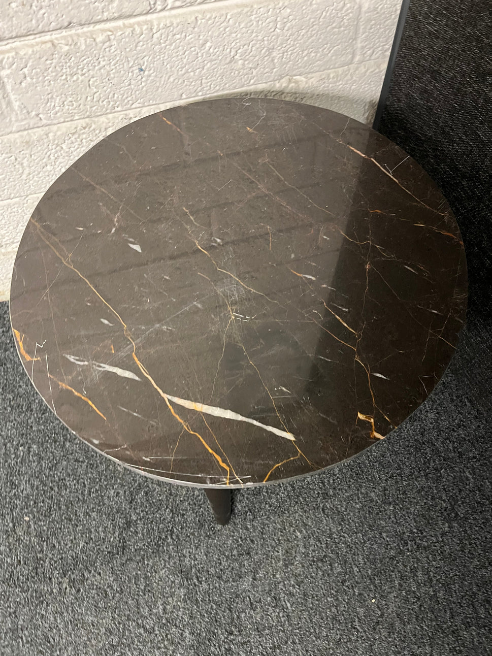Black granite low circular lamp table  3125