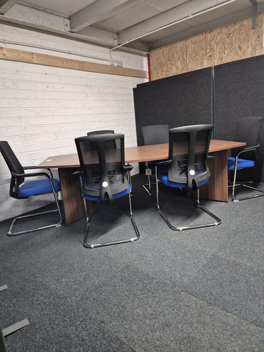 Walnut Boardroom Table Complete with 6 Brand New Ronan Meeting Chairs