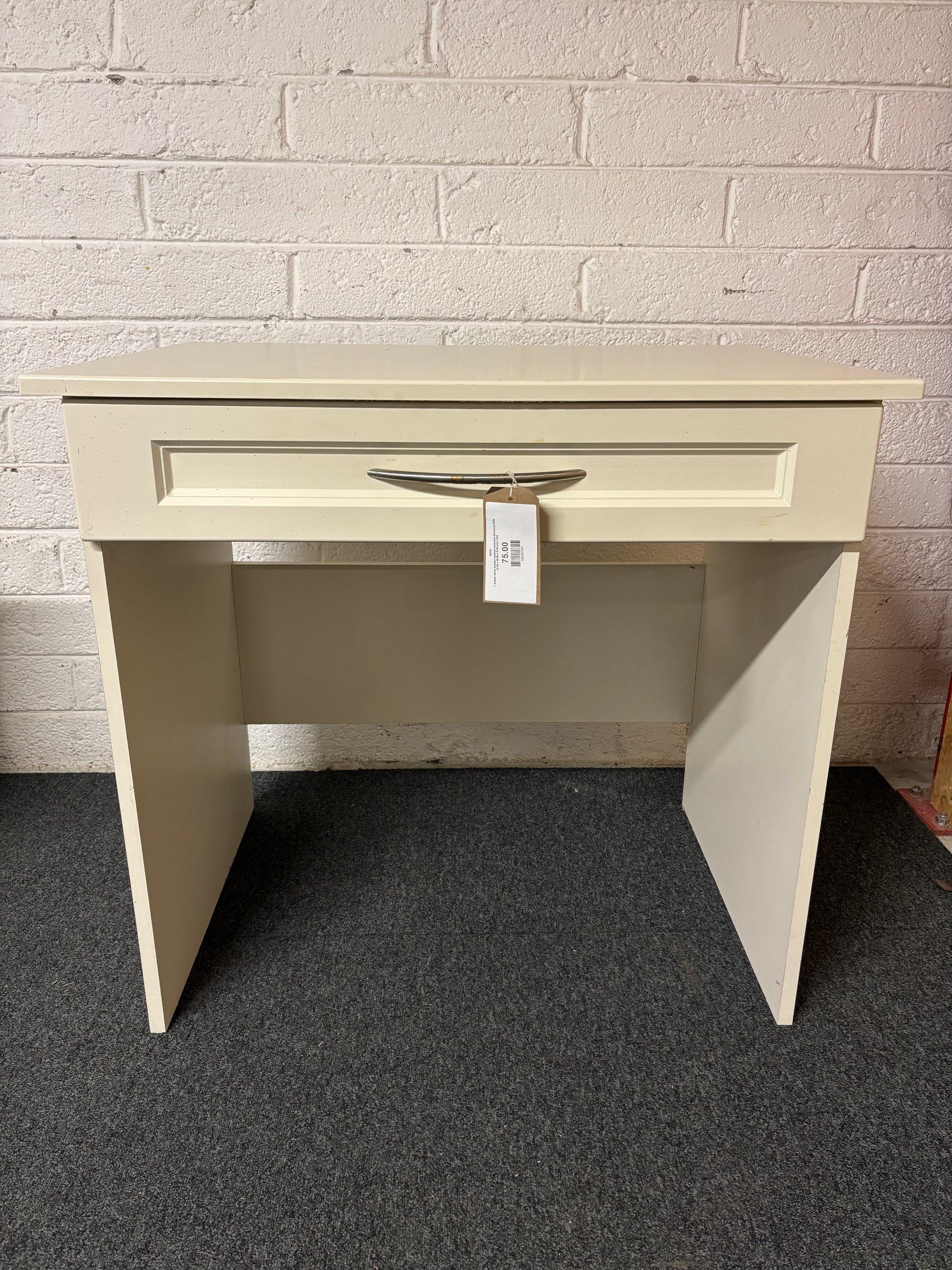 1 drawer white wooden painted bedroom dressing table (H 80 x W 86 x D 60 cm) 1325