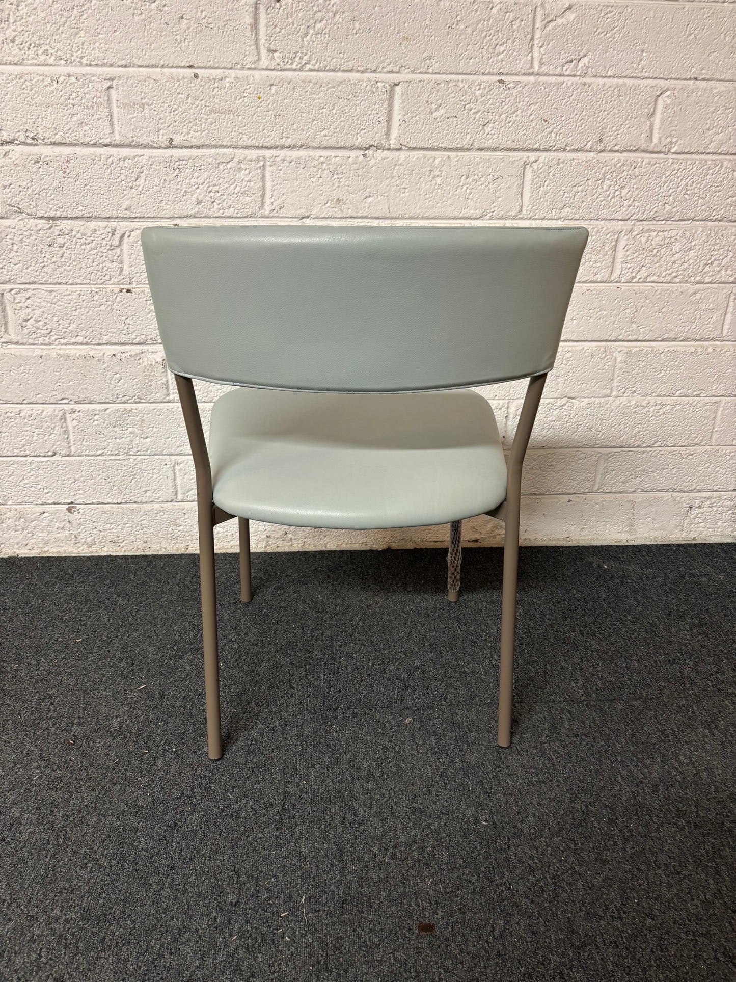 Light blue leatherette metal framed dining chair 1325