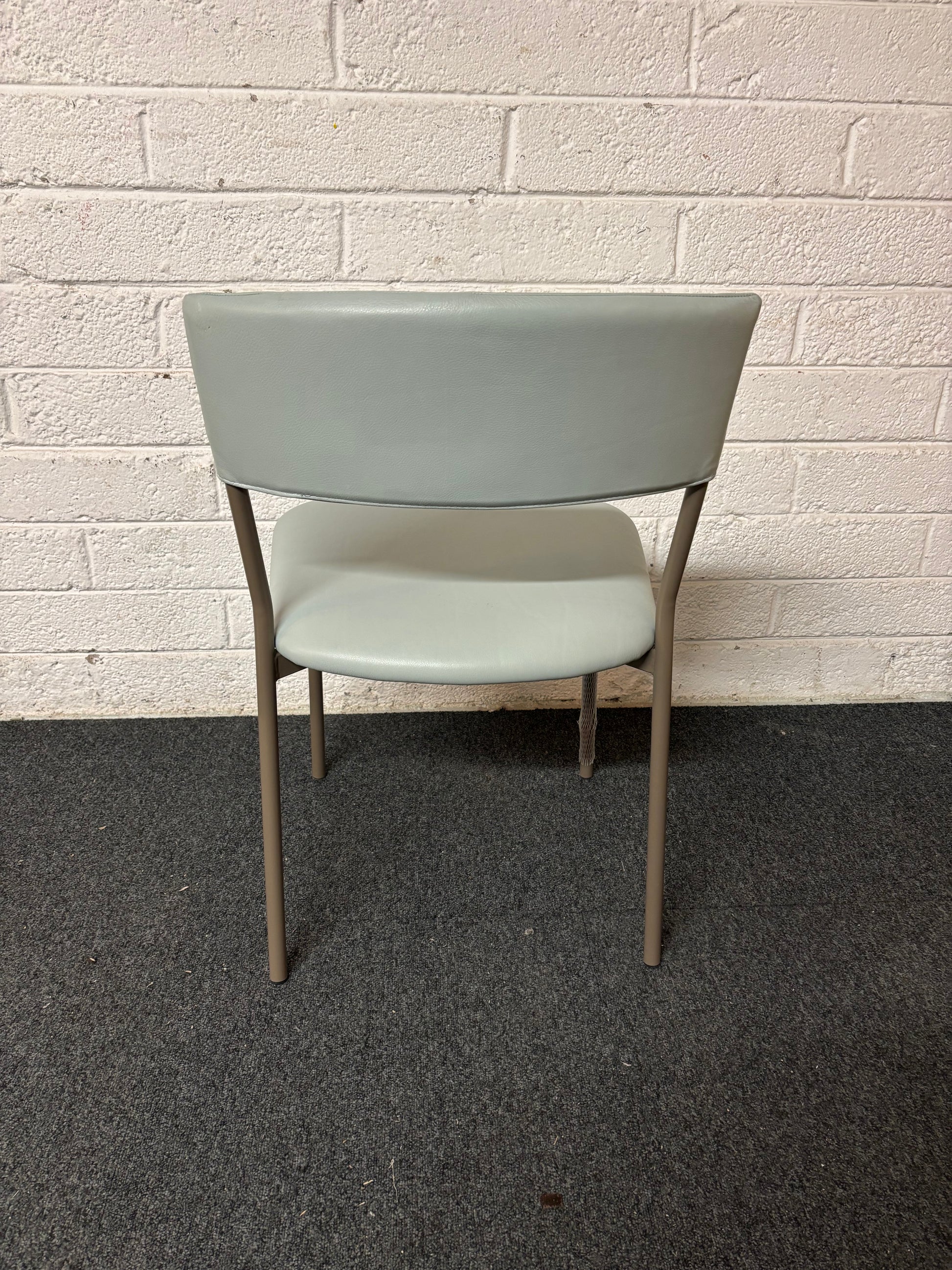 Light blue leatherette metal framed dining chair 1325