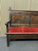 Switch Solid mahogany framed red mixed fabric seat large pub bench (H 120 x W 180 x D 66 cm) 2325 2 image