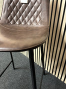 Switch Tall black metal framed bar stool with soft brown leatherette seat 2325 3 image