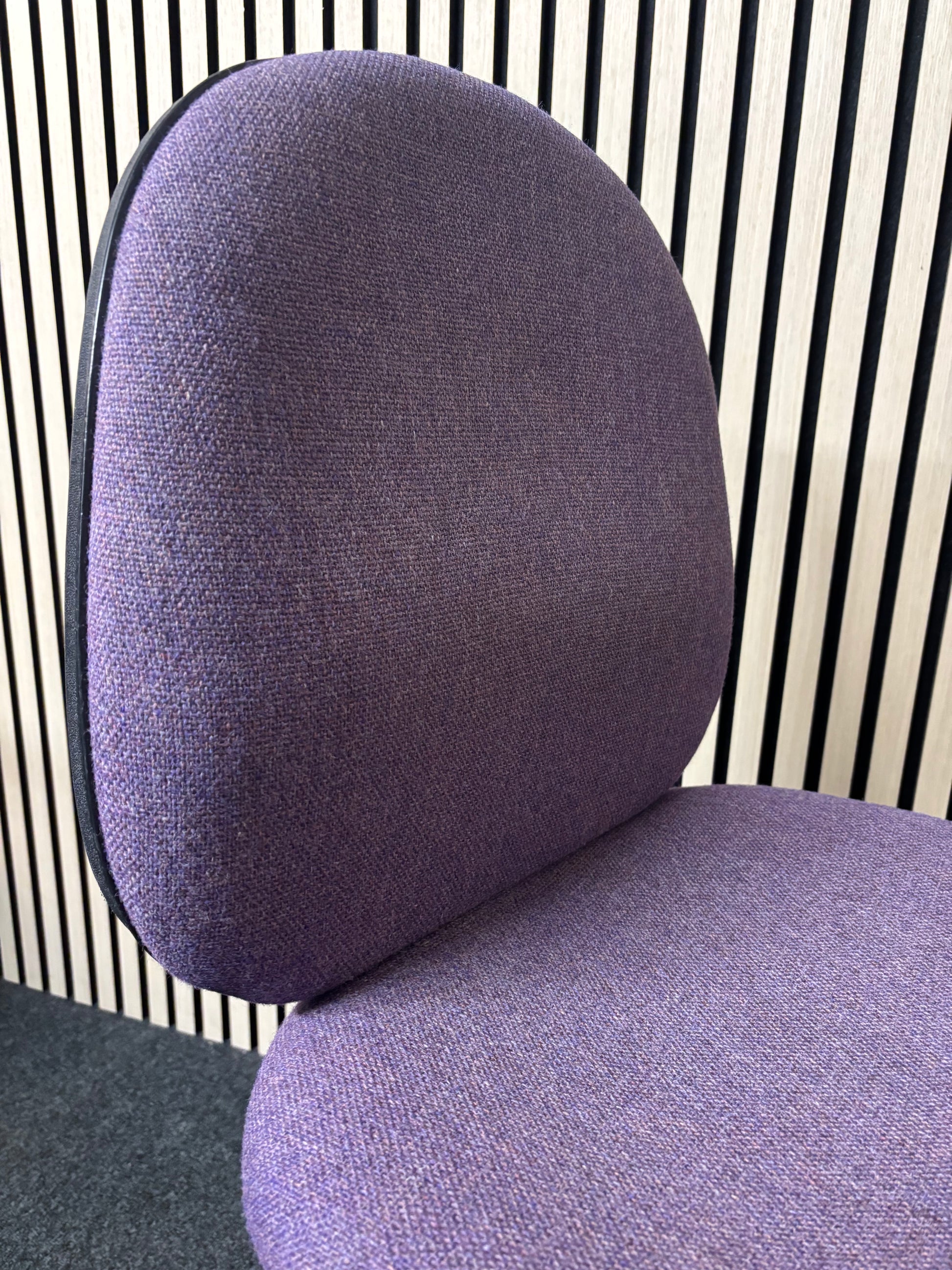 Purple fabric second hand swivel chair- no arms