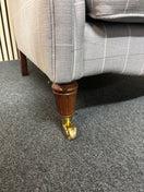 Switch Solid wooden framed grey tartan effect fabric button back armchair on castors 2325 3 image