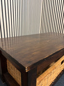 Switch Low rectangular dark wood coffee table with wicker basket storage (H 45 x W  100 x D 50 cm) 2325 2 image