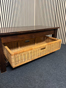 Switch Low rectangular dark wood coffee table with wicker basket storage (H 45 x W  100 x D 50 cm) 2325 3 image