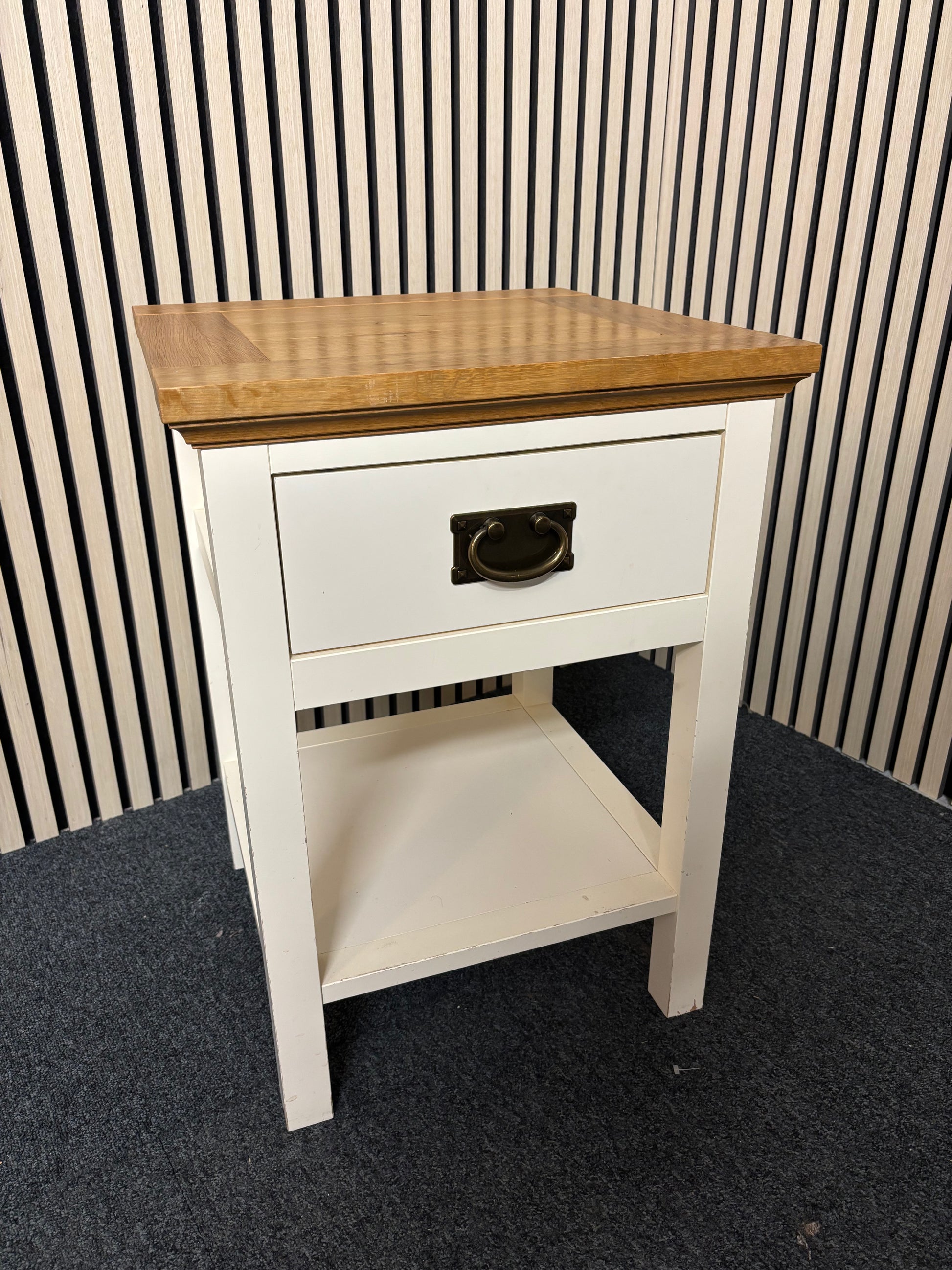 White and oak 1 drawer bedside locker 2325