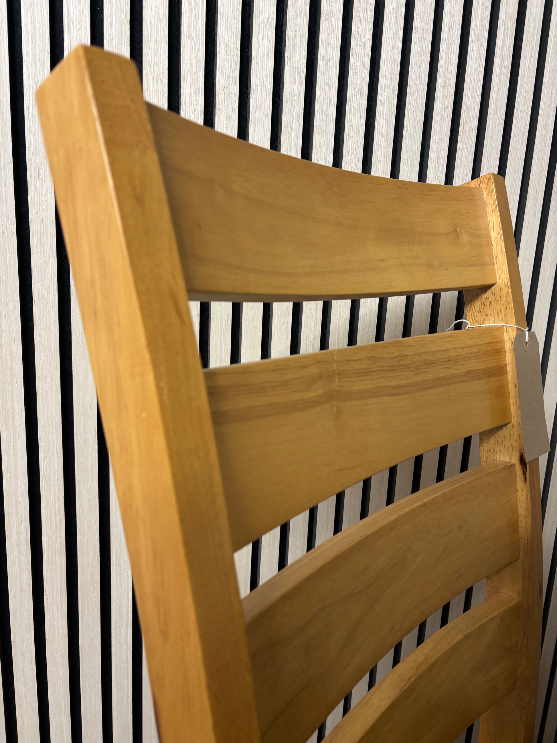 Solid oak framed dining chair with black leatherette seat 2325