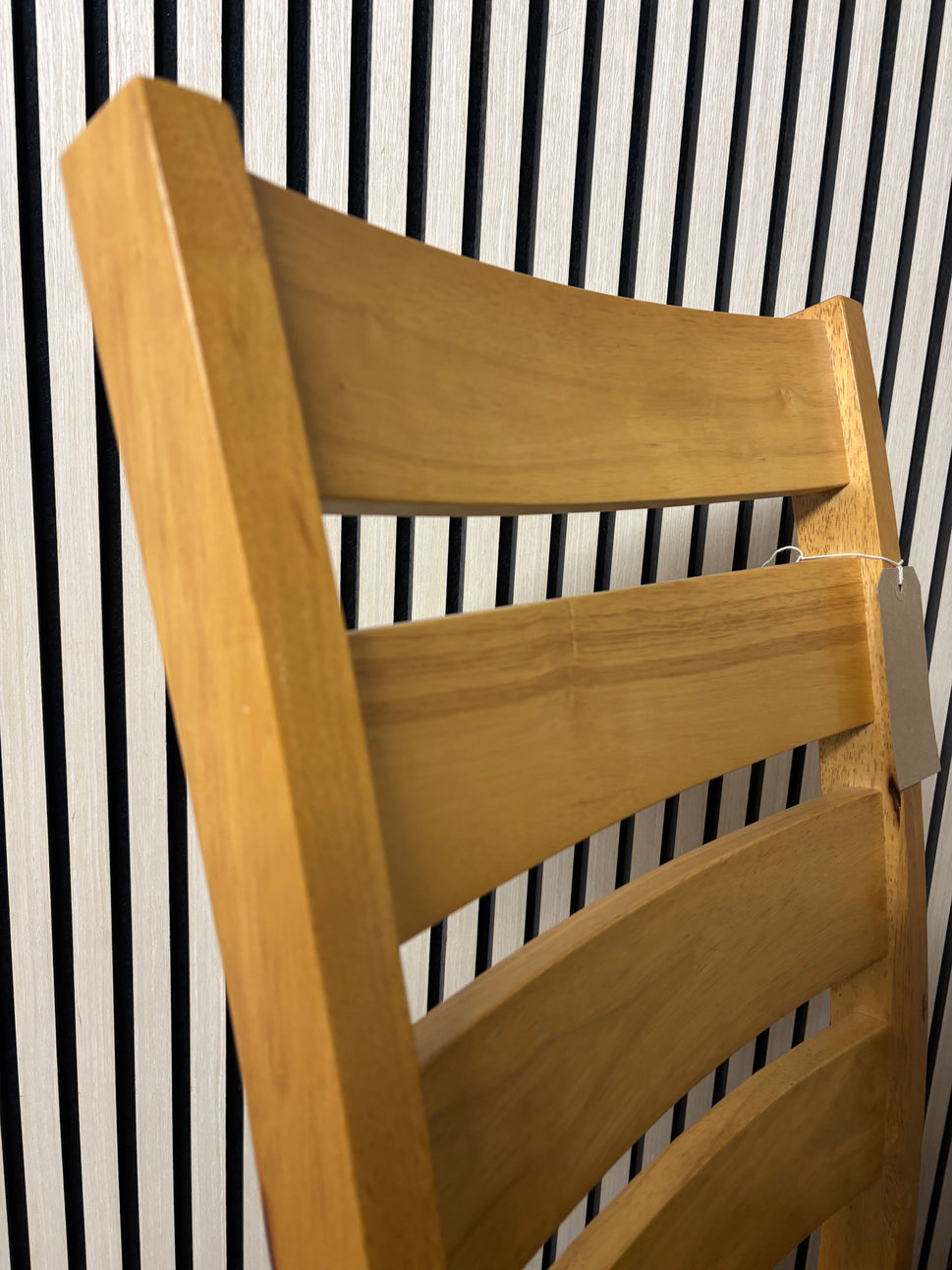 Solid oak framed dining chair with black leatherette seat 2325