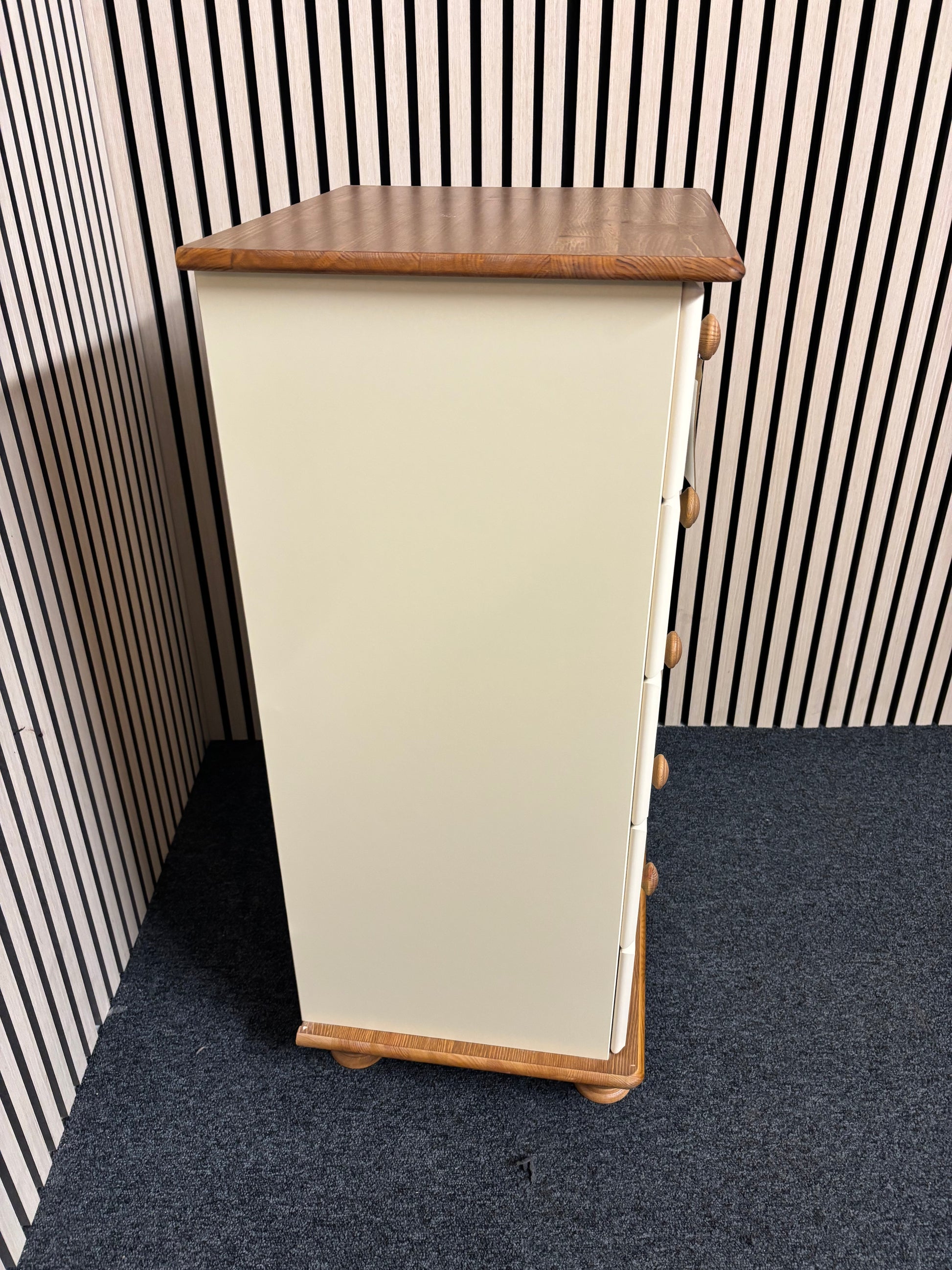 White and oak 5 drawer tall boy 2325