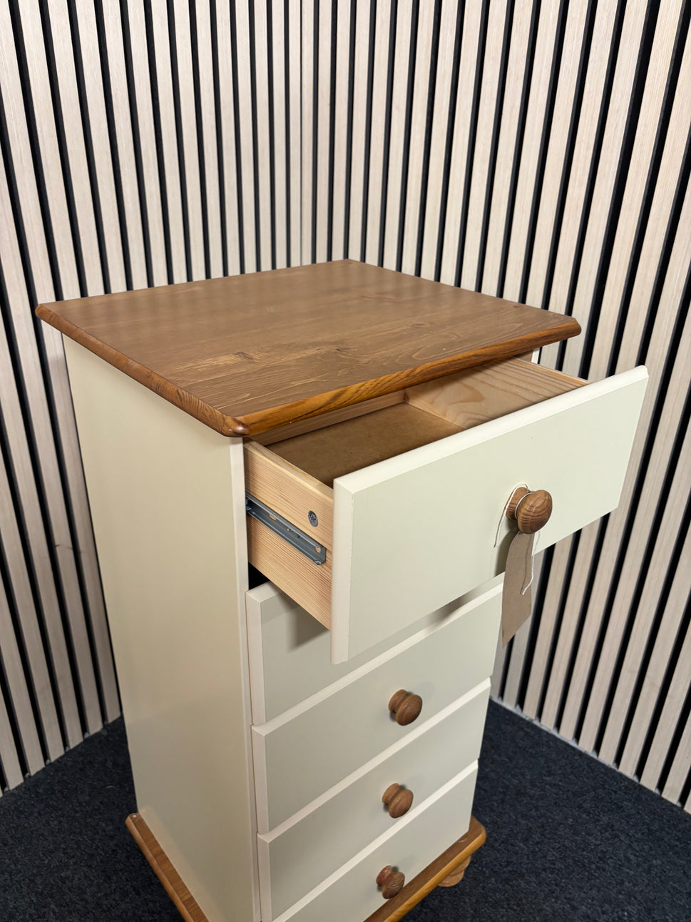 White and oak 5 drawer tall boy 2325