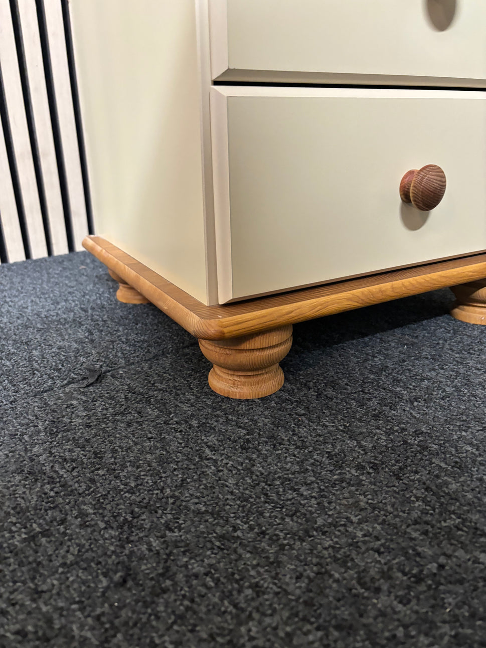 White and oak 5 drawer tall boy 2325