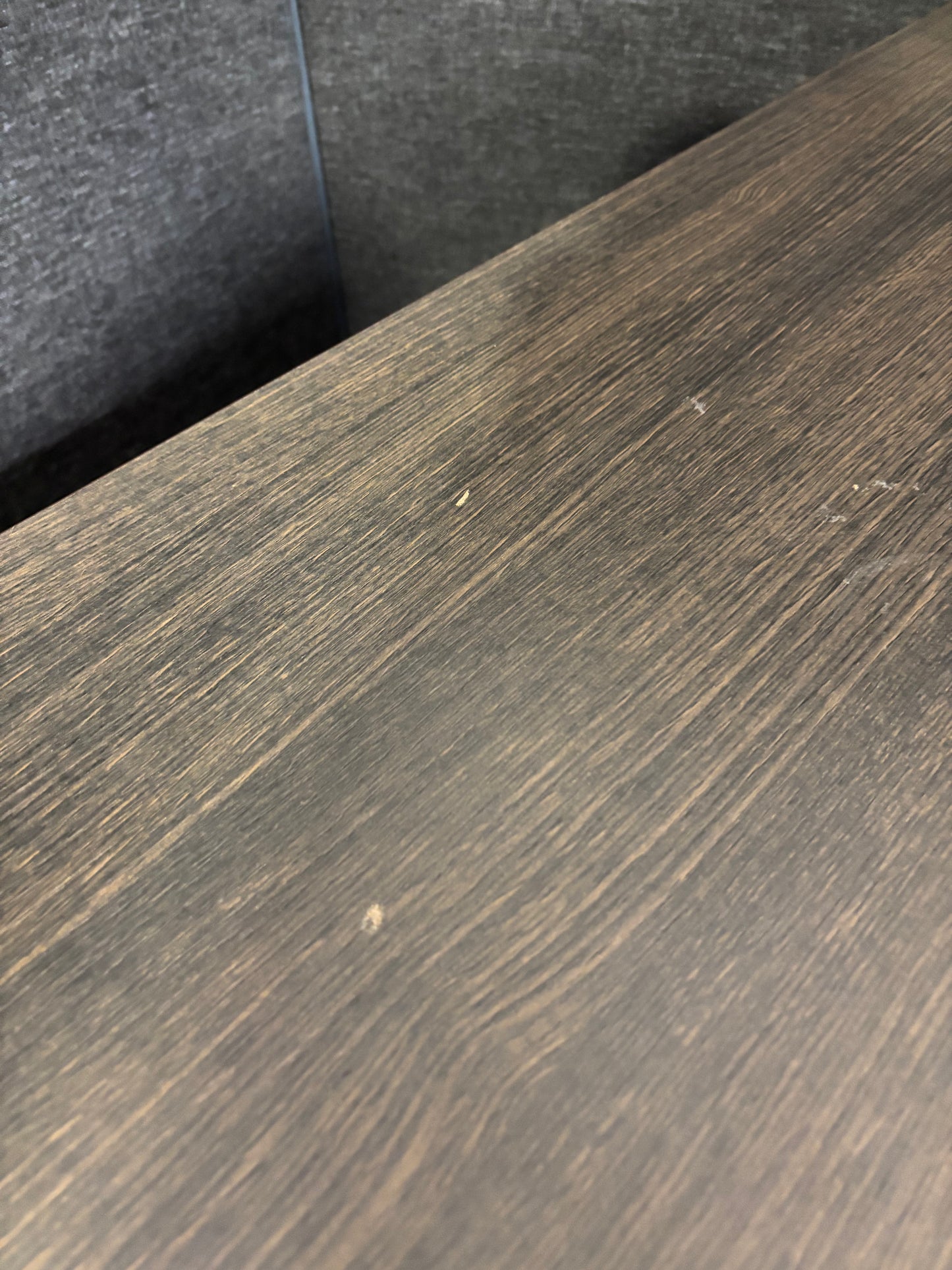 Dark wood 1600*600 metal framed second hand straight desk