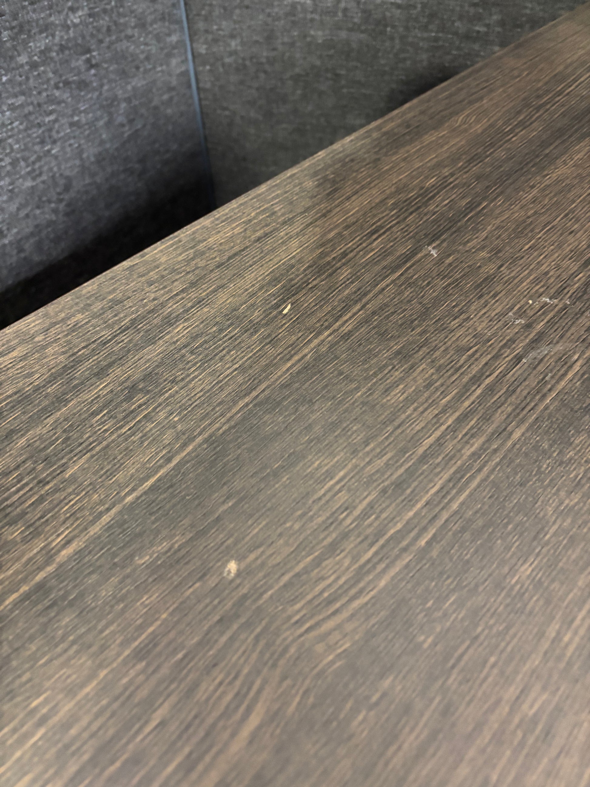Dark wood 1600*600 metal framed second hand straight desk