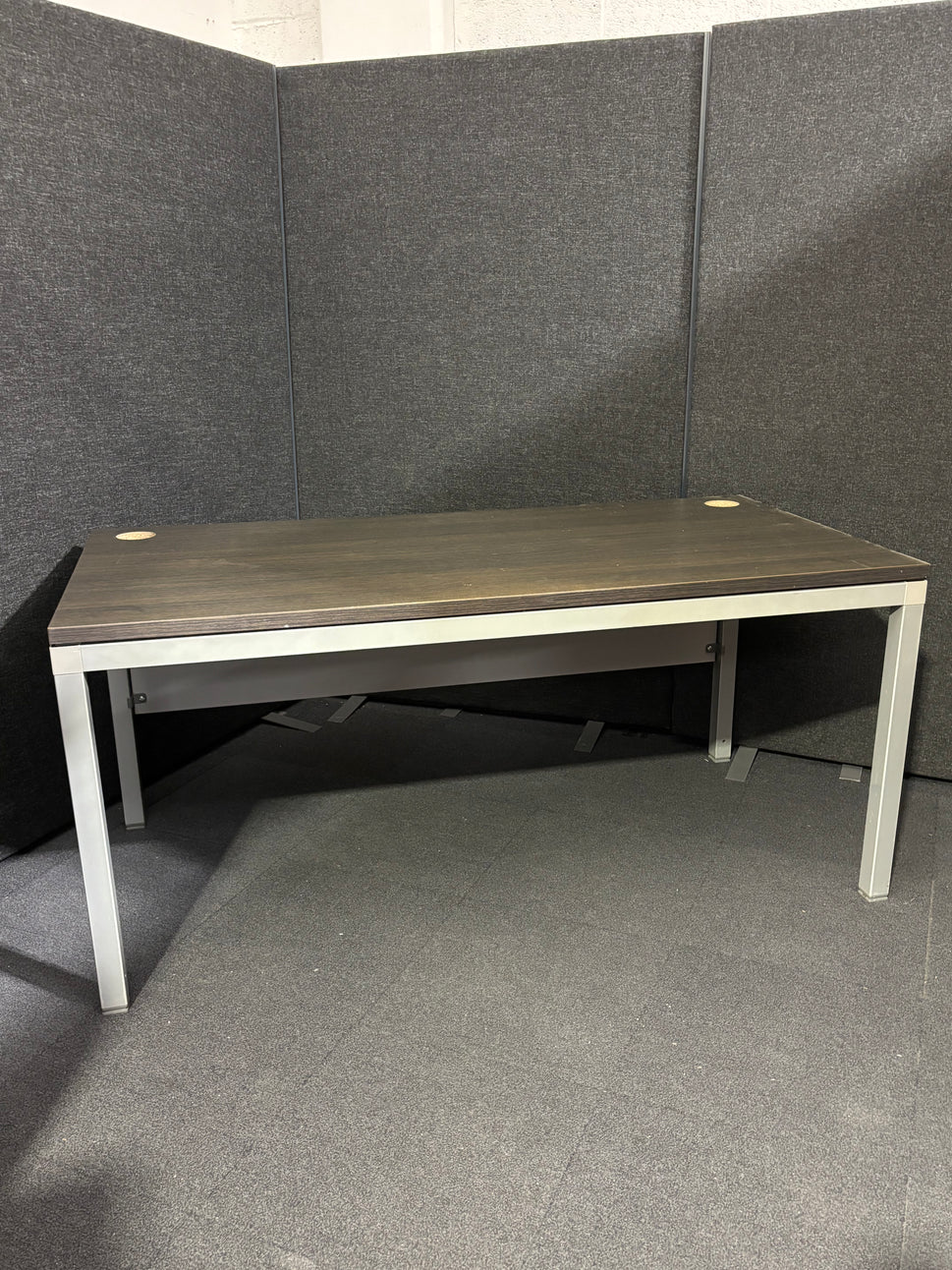 Dark wood 1600*800 metal framed second hand straight desk