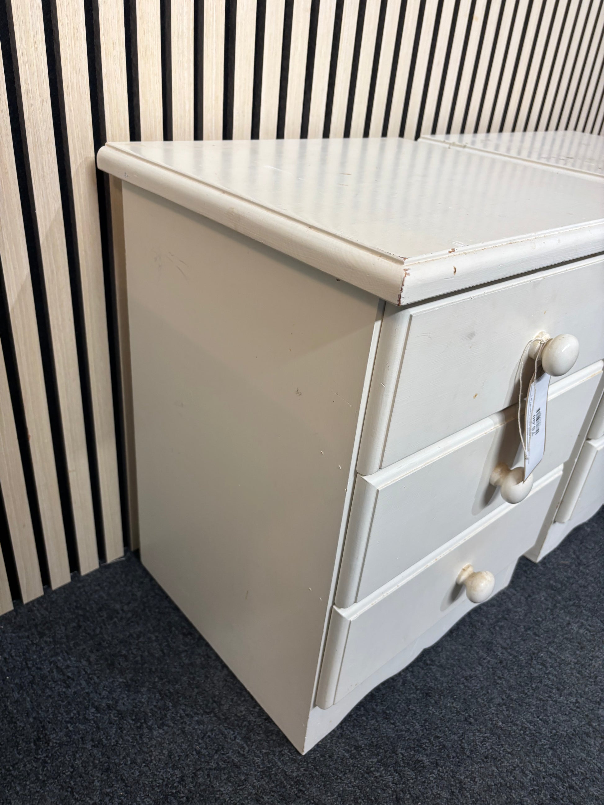 White painted 3 drawer wooden bedside locker(H x 58 L x 46 W x 46 cm)- SET OF 2 2325