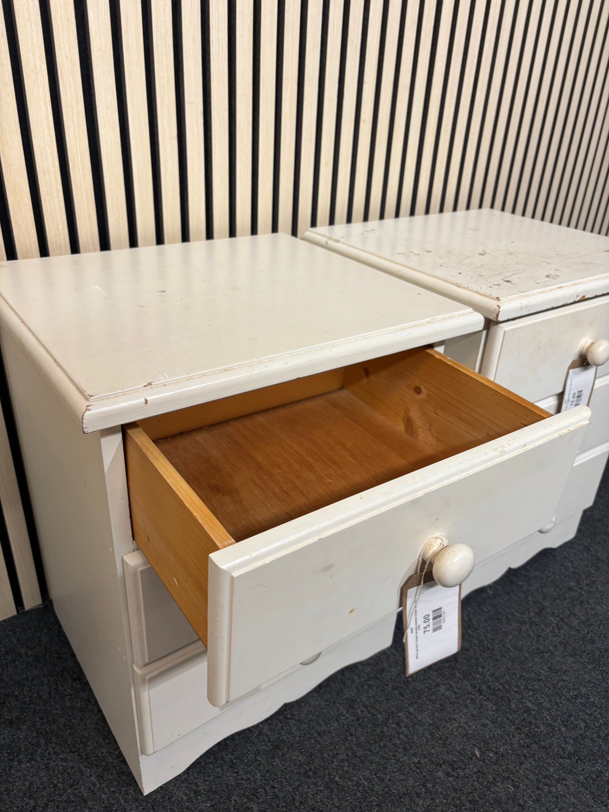 White painted 3 drawer wooden bedside locker(H x 58 L x 46 W x 46 cm)- SET OF 2 2325