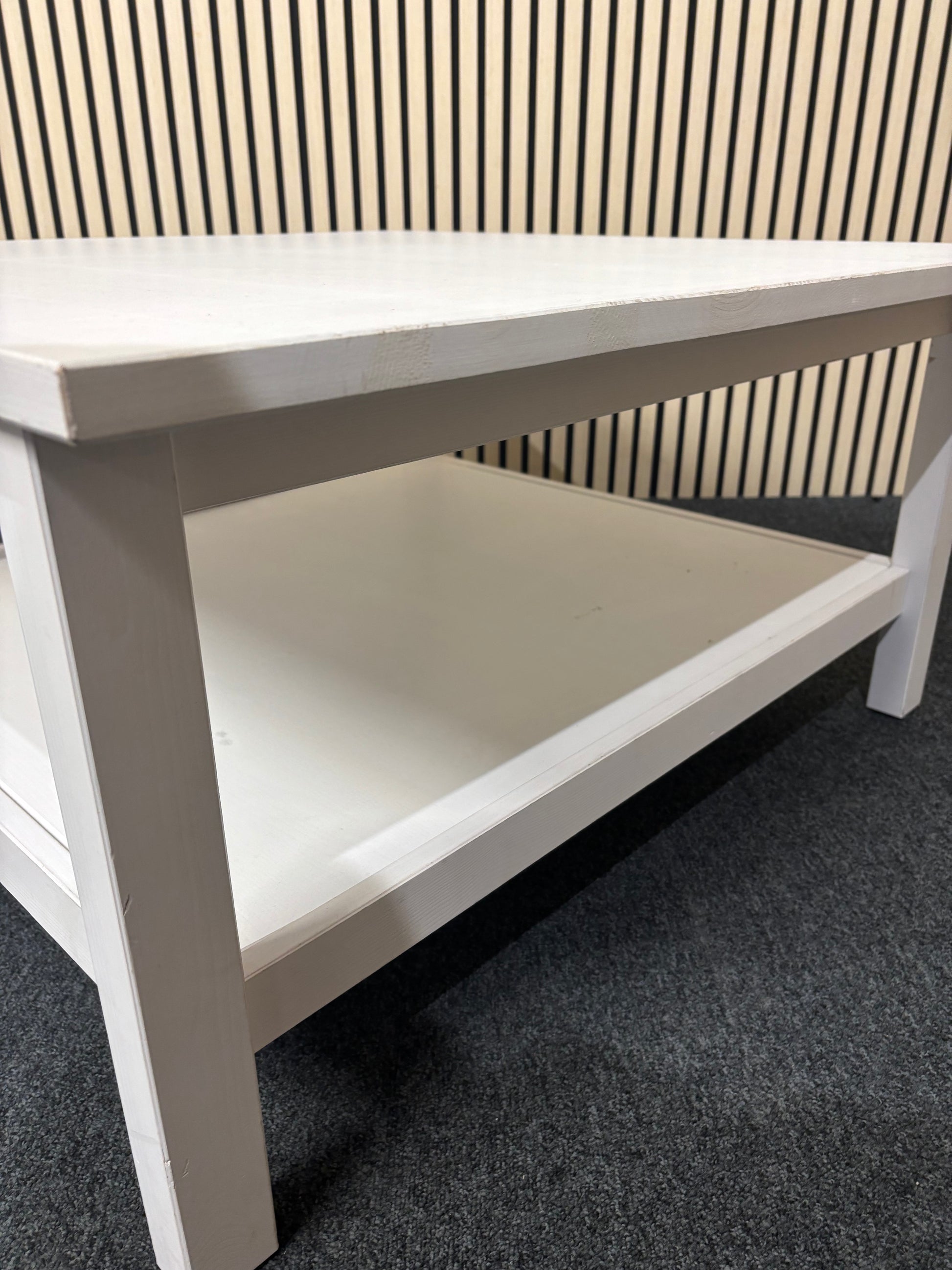 Large wooden low square tiered coffee table (H 46 x W 90 x D 90 cm0 2325