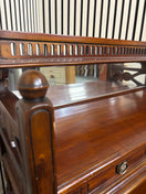 Switch Ornate mahogany framed open bookcase with detailed carving and framed mirror back with 2 drawers (H 105 x W 80 x D 32 cm) 2325 2 image