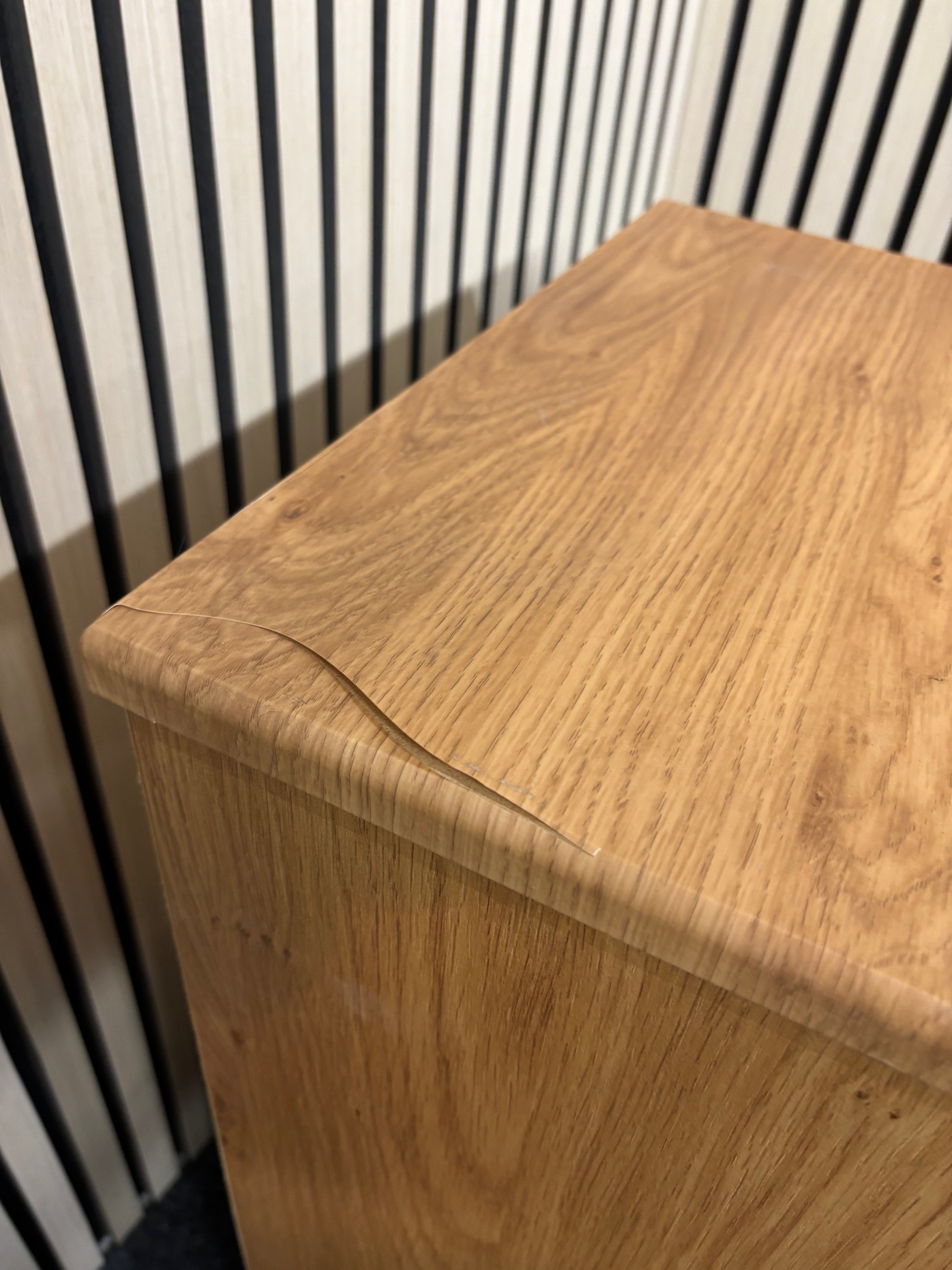 White and oak laminate 3 drawer bedside locker 2325