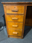 Switch Mahogany inlaid 4 drawer 1 door old partner desk with leather inlay 2 image