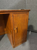 Switch Mahogany inlaid 4 drawer 1 door old partner desk with leather inlay 3 image